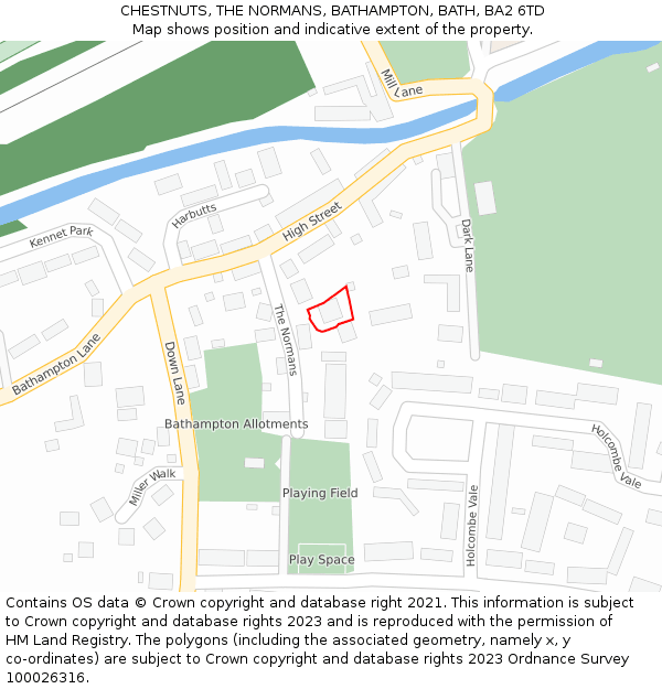 CHESTNUTS, THE NORMANS, BATHAMPTON, BATH, BA2 6TD: Location map and indicative extent of plot