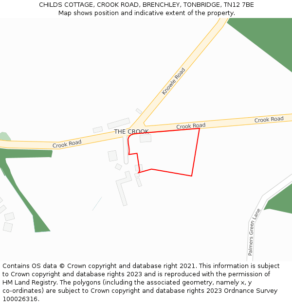 CHILDS COTTAGE, CROOK ROAD, BRENCHLEY, TONBRIDGE, TN12 7BE: Location map and indicative extent of plot
