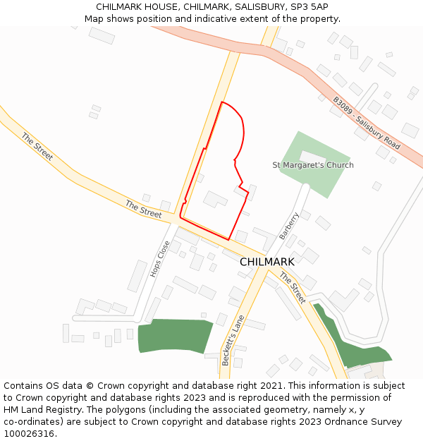 CHILMARK HOUSE, CHILMARK, SALISBURY, SP3 5AP: Location map and indicative extent of plot