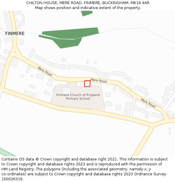 CHILTON HOUSE, MERE ROAD, FINMERE, BUCKINGHAM, MK18 4AR: Location map and indicative extent of plot