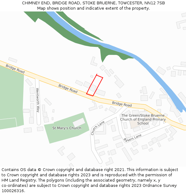 CHIMNEY END, BRIDGE ROAD, STOKE BRUERNE, TOWCESTER, NN12 7SB: Location map and indicative extent of plot