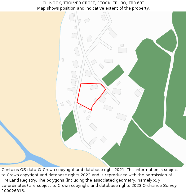 CHINOOK, TROLVER CROFT, FEOCK, TRURO, TR3 6RT: Location map and indicative extent of plot