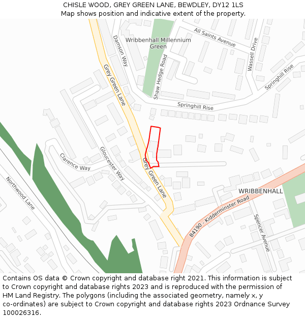 CHISLE WOOD, GREY GREEN LANE, BEWDLEY, DY12 1LS: Location map and indicative extent of plot