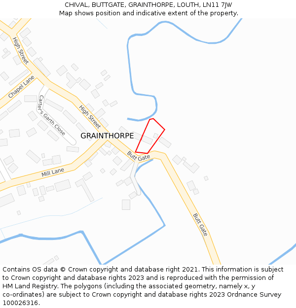 CHIVAL, BUTTGATE, GRAINTHORPE, LOUTH, LN11 7JW: Location map and indicative extent of plot