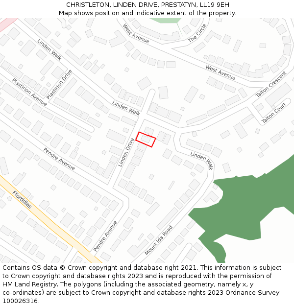 CHRISTLETON, LINDEN DRIVE, PRESTATYN, LL19 9EH: Location map and indicative extent of plot