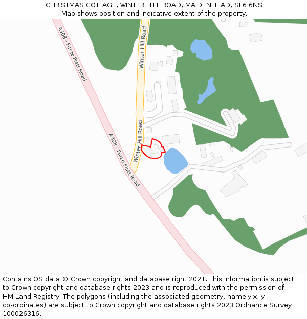 CHRISTMAS COTTAGE, WINTER HILL ROAD, MAIDENHEAD, SL6 6NS: Location map and indicative extent of plot