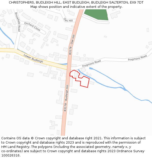 CHRISTOPHERS, BUDLEIGH HILL, EAST BUDLEIGH, BUDLEIGH SALTERTON, EX9 7DT: Location map and indicative extent of plot