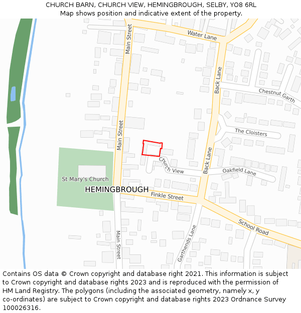 CHURCH BARN, CHURCH VIEW, HEMINGBROUGH, SELBY, YO8 6RL: Location map and indicative extent of plot