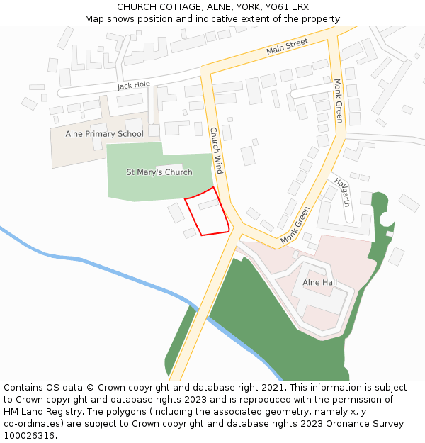 CHURCH COTTAGE, ALNE, YORK, YO61 1RX: Location map and indicative extent of plot