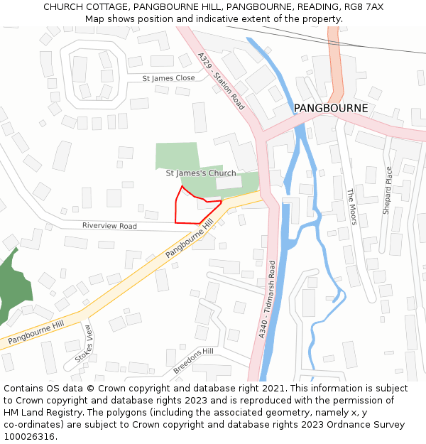 CHURCH COTTAGE, PANGBOURNE HILL, PANGBOURNE, READING, RG8 7AX: Location map and indicative extent of plot