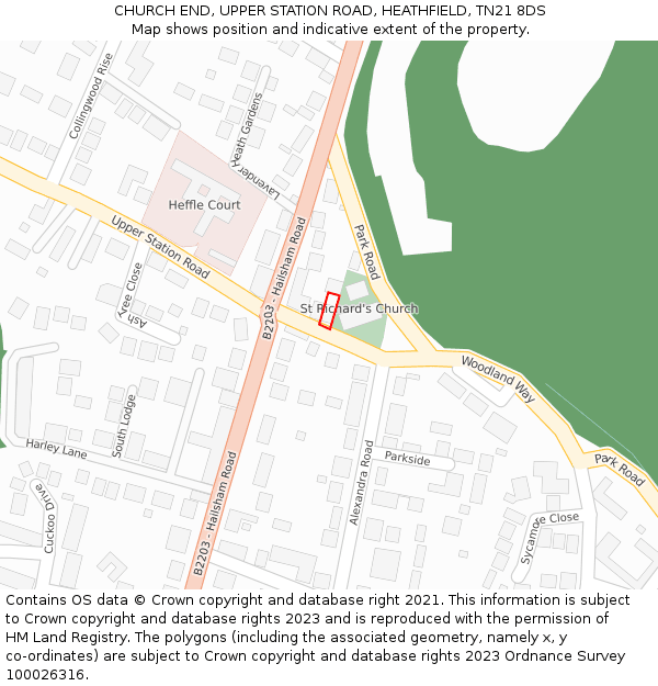 CHURCH END, UPPER STATION ROAD, HEATHFIELD, TN21 8DS: Location map and indicative extent of plot