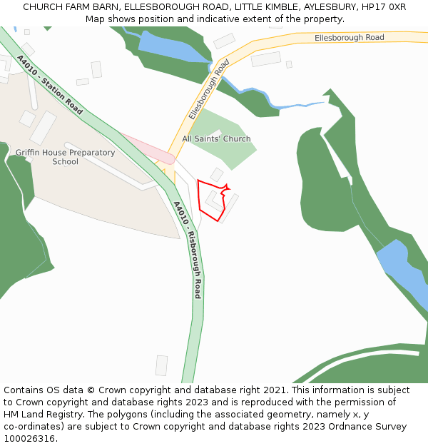 CHURCH FARM BARN, ELLESBOROUGH ROAD, LITTLE KIMBLE, AYLESBURY, HP17 0XR: Location map and indicative extent of plot