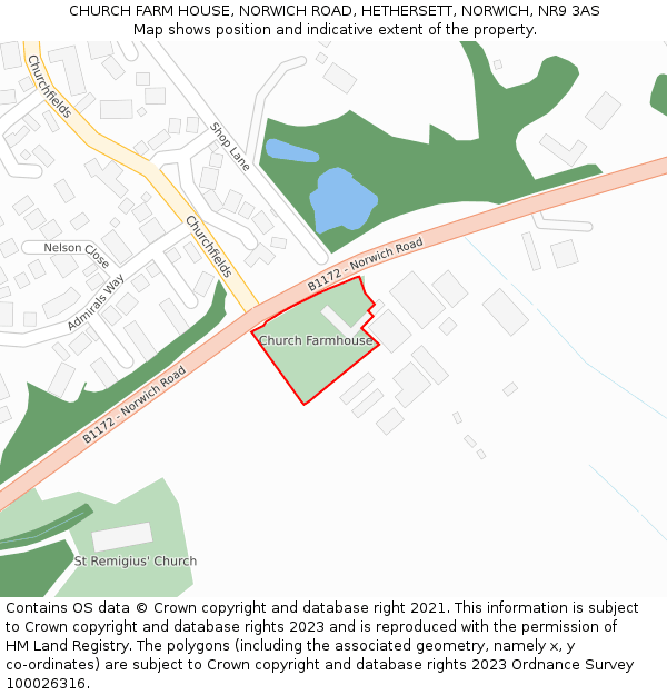 CHURCH FARM HOUSE, NORWICH ROAD, HETHERSETT, NORWICH, NR9 3AS: Location map and indicative extent of plot