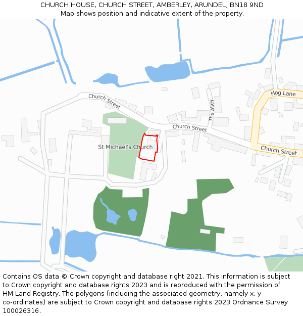 CHURCH HOUSE, CHURCH STREET, AMBERLEY, ARUNDEL, BN18 9ND: Location map and indicative extent of plot