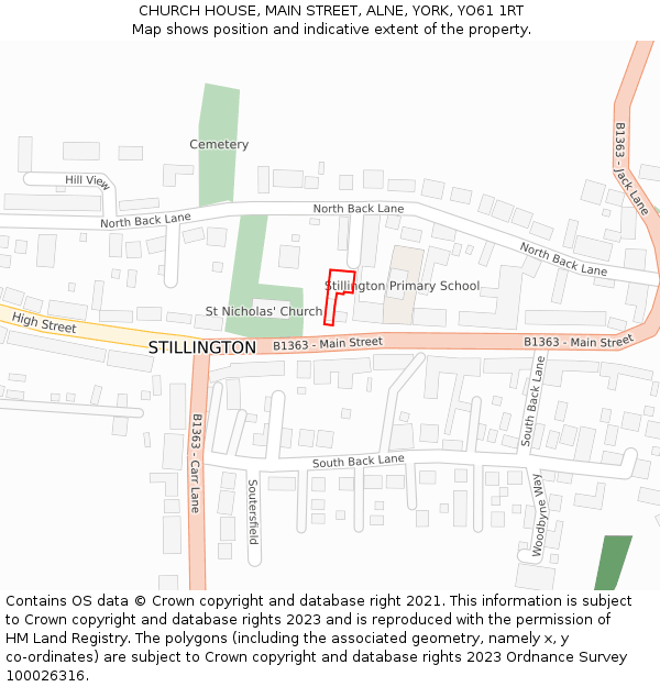 CHURCH HOUSE, MAIN STREET, ALNE, YORK, YO61 1RT: Location map and indicative extent of plot