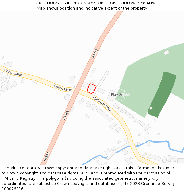 CHURCH HOUSE, MILLBROOK WAY, ORLETON, LUDLOW, SY8 4HW: Location map and indicative extent of plot