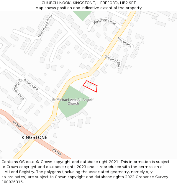 CHURCH NOOK, KINGSTONE, HEREFORD, HR2 9ET: Location map and indicative extent of plot