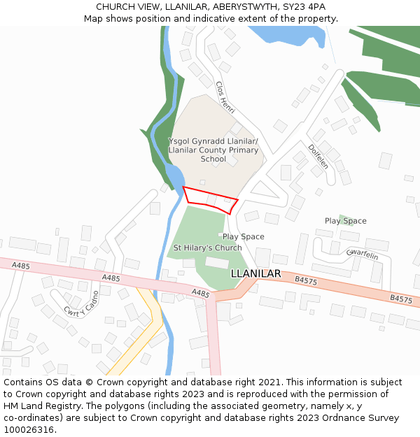 CHURCH VIEW, LLANILAR, ABERYSTWYTH, SY23 4PA: Location map and indicative extent of plot