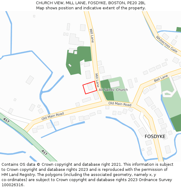 CHURCH VIEW, MILL LANE, FOSDYKE, BOSTON, PE20 2BL: Location map and indicative extent of plot