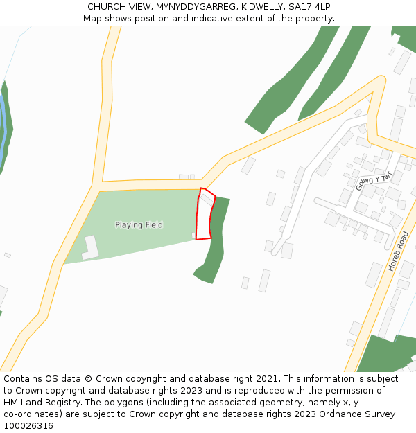 CHURCH VIEW, MYNYDDYGARREG, KIDWELLY, SA17 4LP: Location map and indicative extent of plot