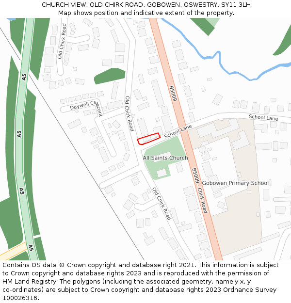 CHURCH VIEW, OLD CHIRK ROAD, GOBOWEN, OSWESTRY, SY11 3LH: Location map and indicative extent of plot
