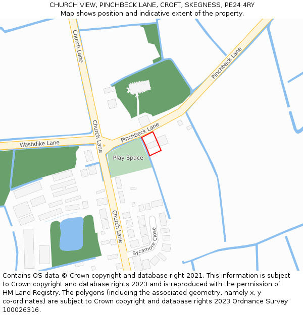 CHURCH VIEW, PINCHBECK LANE, CROFT, SKEGNESS, PE24 4RY: Location map and indicative extent of plot