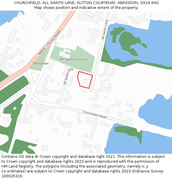 CHURCHFIELD, ALL SAINTS LANE, SUTTON COURTENAY, ABINGDON, OX14 4AG: Location map and indicative extent of plot