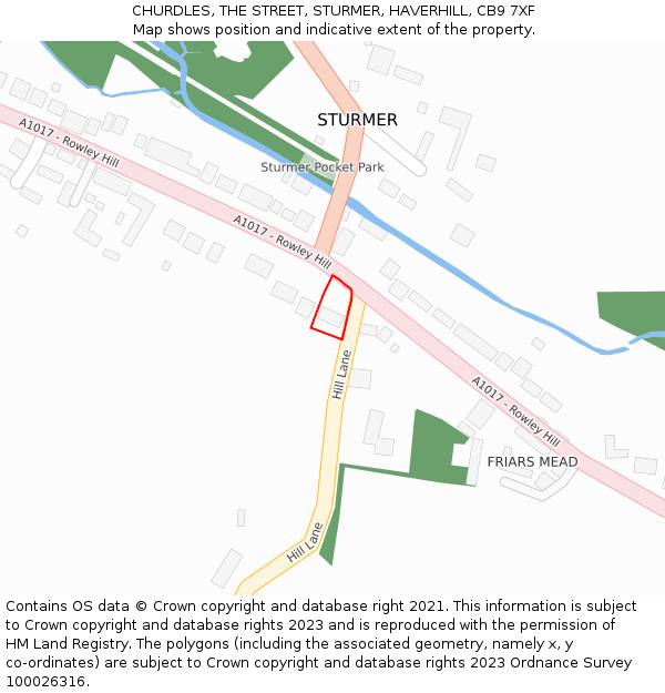 CHURDLES, THE STREET, STURMER, HAVERHILL, CB9 7XF: Location map and indicative extent of plot