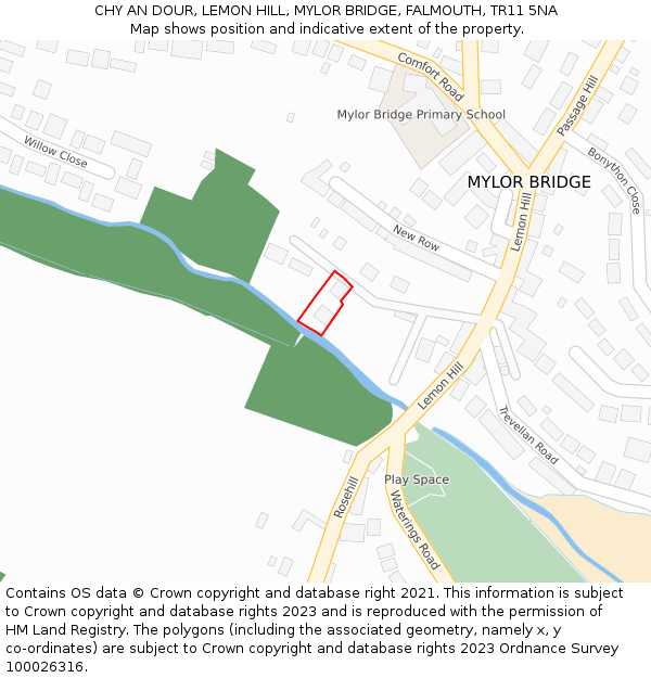 CHY AN DOUR, LEMON HILL, MYLOR BRIDGE, FALMOUTH, TR11 5NA: Location map and indicative extent of plot