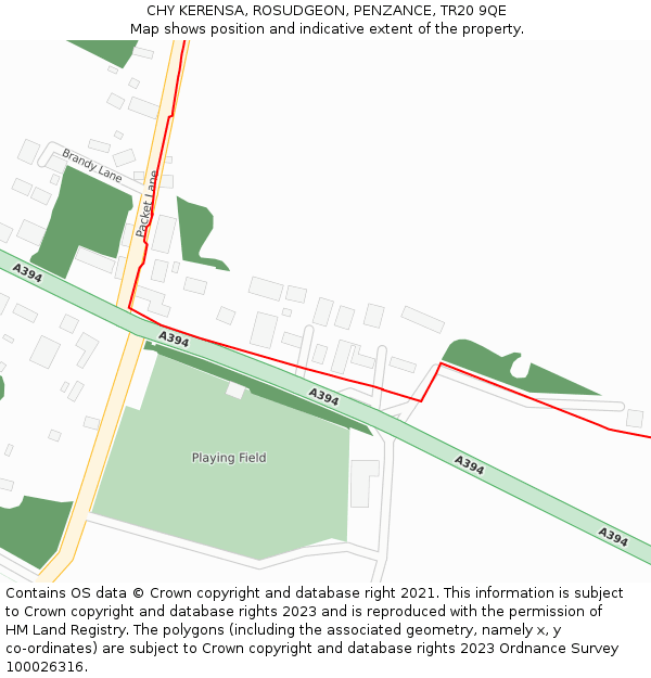 CHY KERENSA, ROSUDGEON, PENZANCE, TR20 9QE: Location map and indicative extent of plot