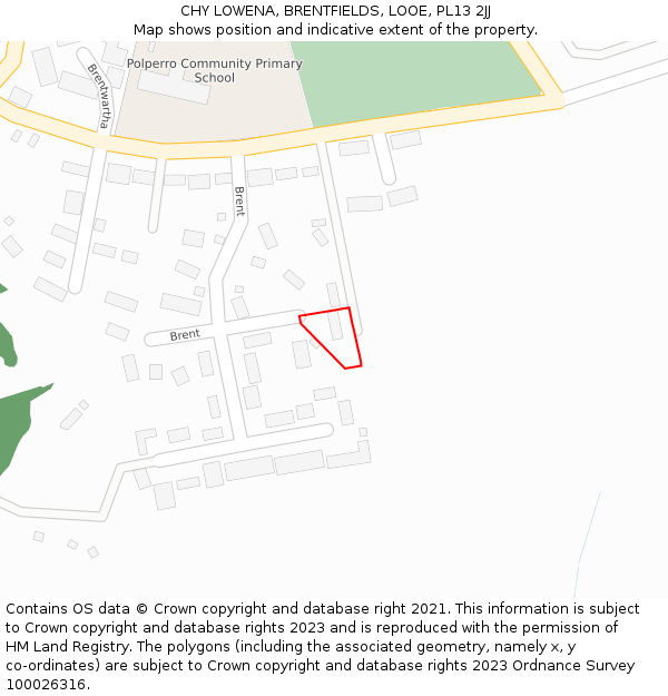 CHY LOWENA, BRENTFIELDS, LOOE, PL13 2JJ: Location map and indicative extent of plot