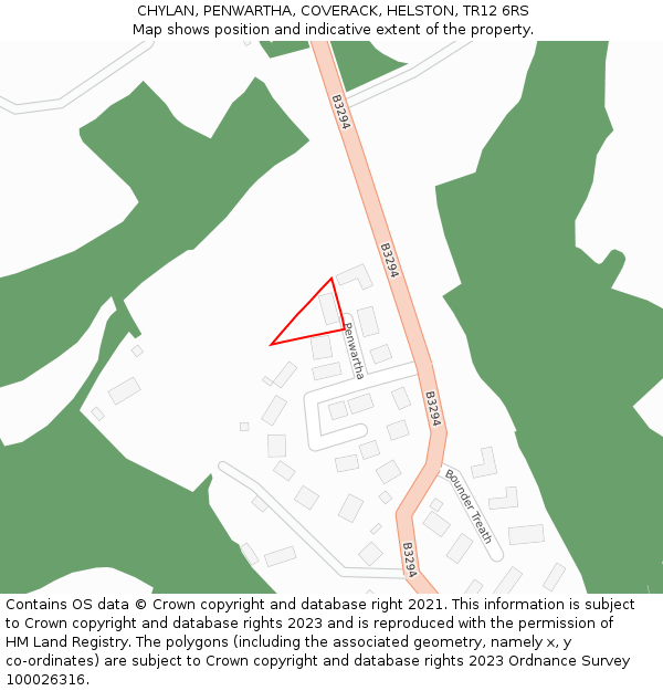 CHYLAN, PENWARTHA, COVERACK, HELSTON, TR12 6RS: Location map and indicative extent of plot