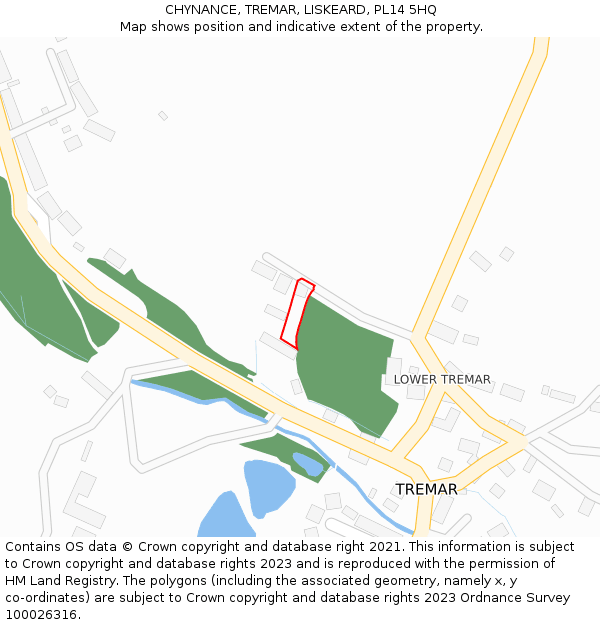 CHYNANCE, TREMAR, LISKEARD, PL14 5HQ: Location map and indicative extent of plot