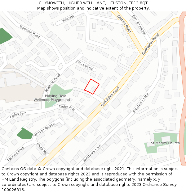 CHYNOWETH, HIGHER WELL LANE, HELSTON, TR13 8QT: Location map and indicative extent of plot