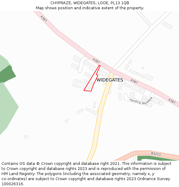 CHYPRAZE, WIDEGATES, LOOE, PL13 1QB: Location map and indicative extent of plot