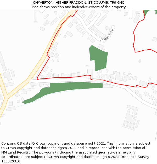 CHYVERTON, HIGHER FRADDON, ST COLUMB, TR9 6NQ: Location map and indicative extent of plot