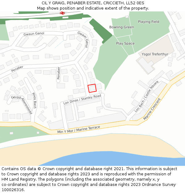 CIL Y GRAIG, PENABER ESTATE, CRICCIETH, LL52 0ES: Location map and indicative extent of plot