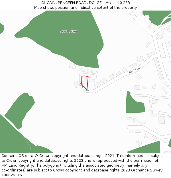 CILCAIN, PENCEFN ROAD, DOLGELLAU, LL40 2ER: Location map and indicative extent of plot