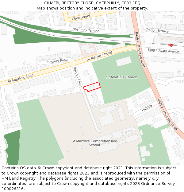 CILMERI, RECTORY CLOSE, CAERPHILLY, CF83 1EQ: Location map and indicative extent of plot