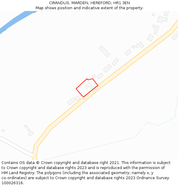 CIRANDUS, MARDEN, HEREFORD, HR1 3EN: Location map and indicative extent of plot
