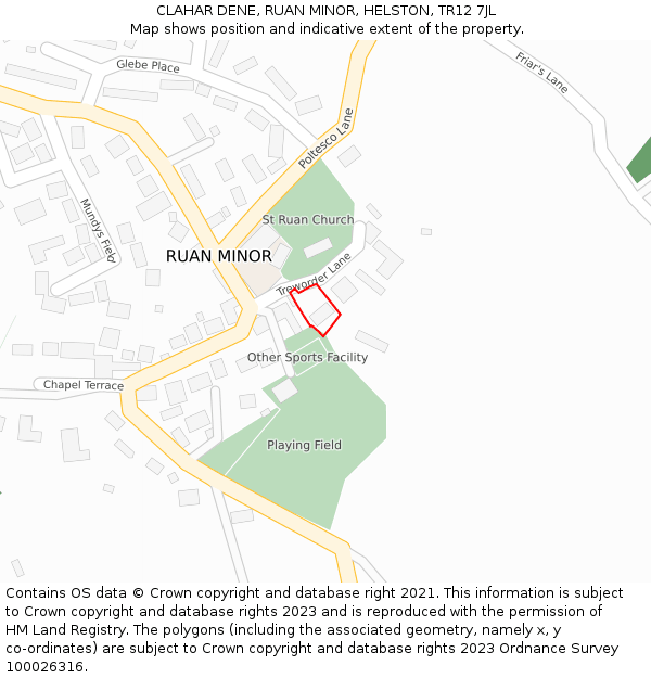 CLAHAR DENE, RUAN MINOR, HELSTON, TR12 7JL: Location map and indicative extent of plot