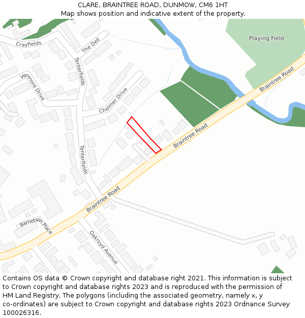 CLARE, BRAINTREE ROAD, DUNMOW, CM6 1HT: Location map and indicative extent of plot