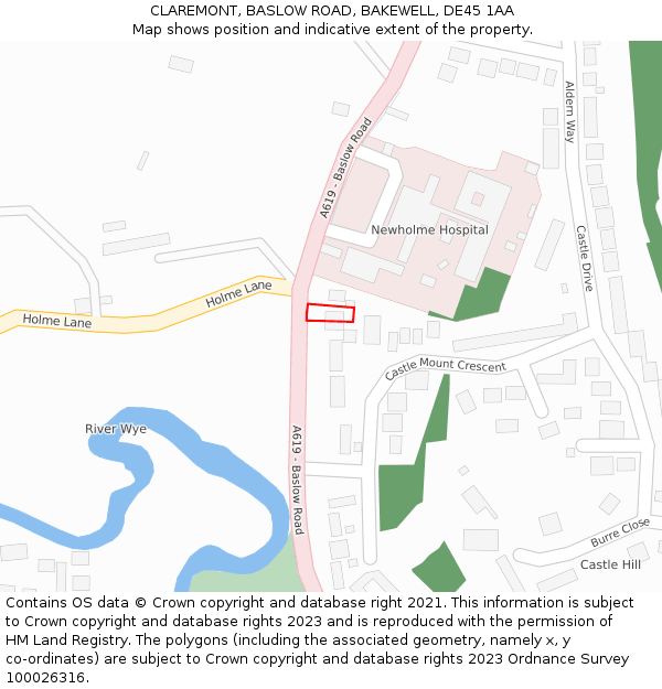 CLAREMONT, BASLOW ROAD, BAKEWELL, DE45 1AA: Location map and indicative extent of plot