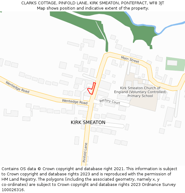 CLARKS COTTAGE, PINFOLD LANE, KIRK SMEATON, PONTEFRACT, WF8 3JT: Location map and indicative extent of plot