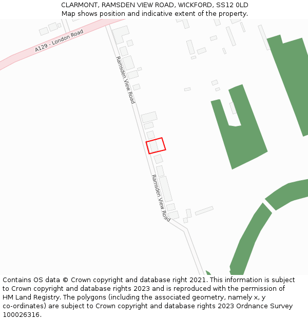 CLARMONT, RAMSDEN VIEW ROAD, WICKFORD, SS12 0LD: Location map and indicative extent of plot