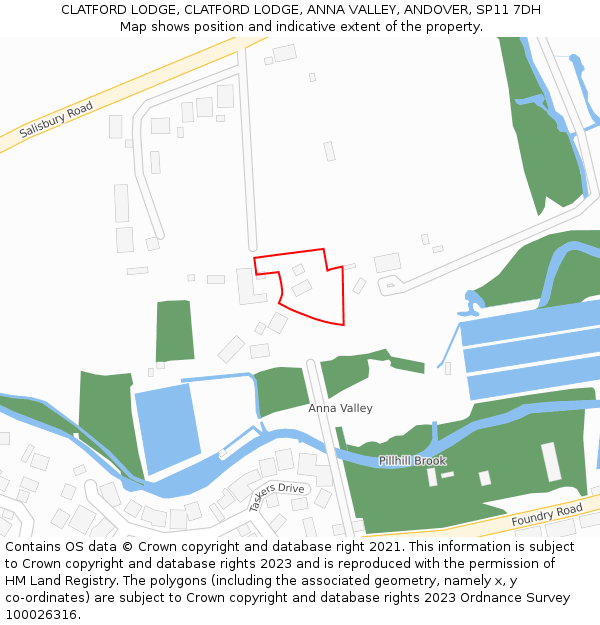 CLATFORD LODGE, CLATFORD LODGE, ANNA VALLEY, ANDOVER, SP11 7DH: Location map and indicative extent of plot