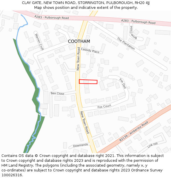 CLAY GATE, NEW TOWN ROAD, STORRINGTON, PULBOROUGH, RH20 4JJ: Location map and indicative extent of plot