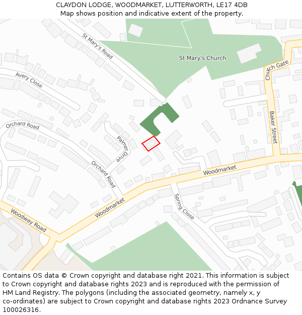 CLAYDON LODGE, WOODMARKET, LUTTERWORTH, LE17 4DB: Location map and indicative extent of plot