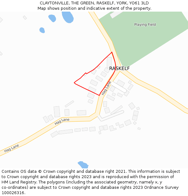 CLAYTONVILLE, THE GREEN, RASKELF, YORK, YO61 3LD: Location map and indicative extent of plot