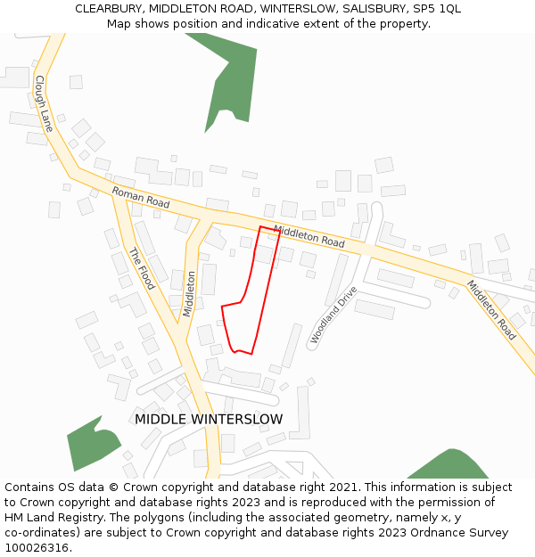 CLEARBURY, MIDDLETON ROAD, WINTERSLOW, SALISBURY, SP5 1QL: Location map and indicative extent of plot